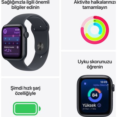 Apple Watch Se 3 Gps, 40 mm Gece yarısı Alüminyum kasa ve Gece yarısı