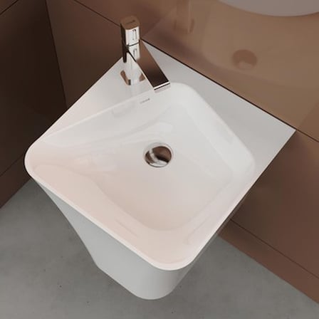 Delikli Monoblok Lavabo 45 cm Beyaz Renk Modern Tasarım
