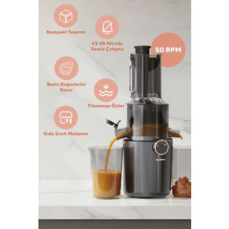750 ml Kapasiteli Yavaş Sıkım Katı Meyve Sıkacağı, Pratik Fonksiyon