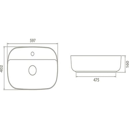 60 cm Beyaz Tezgah Üstü Lavabo, Seramik Modern Tasarım