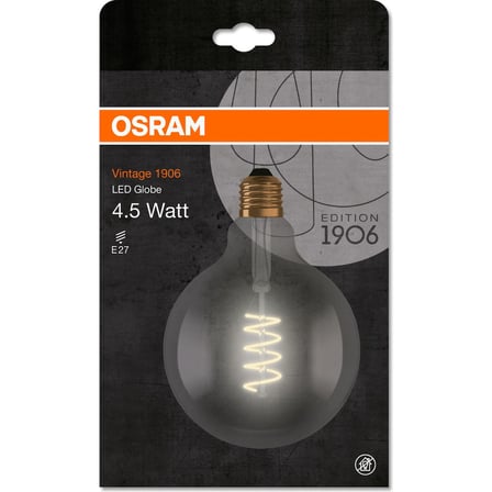 Osram Vintage 1906 Led Globe 4W Sarı Işık E-27 140lm Smoke
