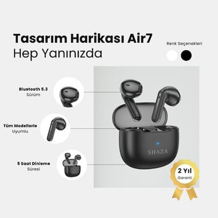 Shaza Air7 Gürültü Azaltma Enc 4 Mikrofonlu Bluetooth 5.3 Tws Kulaklık