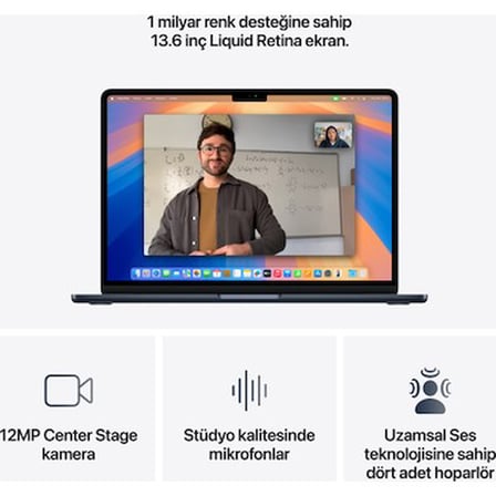Apple MacBook Air M4 16GB 512GB SSD macOS 13" Taşınabilir Bilgisayar Gece Yarısı
