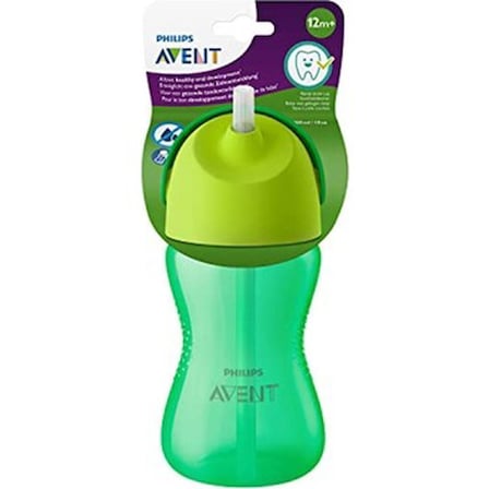 Pipetli Bardak, 300 ml Kapasiteli, Yeşil Renk, 12 Ay ve Üzeri Çocuklar İçin