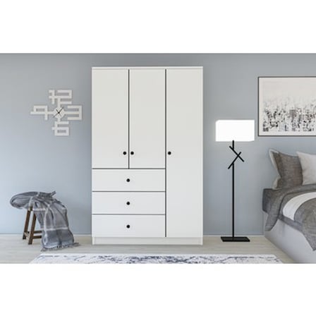 3 Kapı 3 Çekmeceli Düğme Kulplu Ahşap Metal Dolap