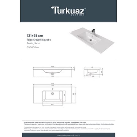 121 cm Turkuaz Seramik Tek Hazneli Etajerli Eviye