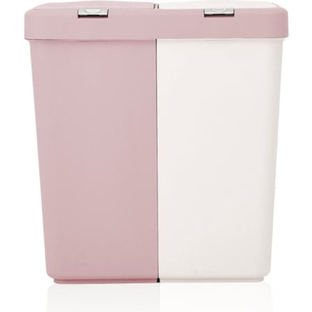 Pembe ve Beyaz İki Renkli Çamaşır Sepeti, 80 L