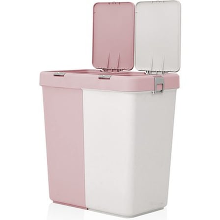 Pembe ve Beyaz İki Renkli Çamaşır Sepeti, 80 L
