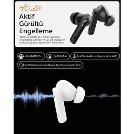 Spigen Audio TWS P20 Bluetooth Kablosuz Kulaklık - ANC Pro Aktif Gürültü Engelleme & 10mm Graphene