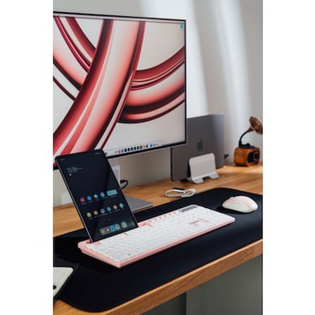 Pembe/Beyaz Kablosuz Q Multimedia Klavye ve Mouse Seti, Şık Tasarım