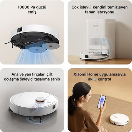 Robot Vacuum H50 Beyaz Akıllı Robot Süpürge + Paspas - 10000 Pa Emiş Gücü ( Xiaomi Tr