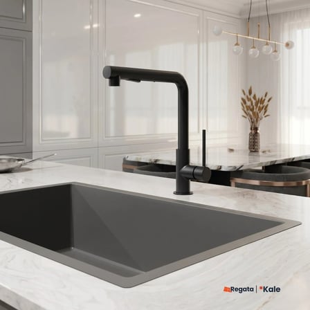 Mat Siyah Pull Out Mutfak Bataryası Modern Tasarım