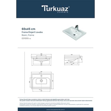 60x45 cm Etajerli Seramik Banyo Ürünü