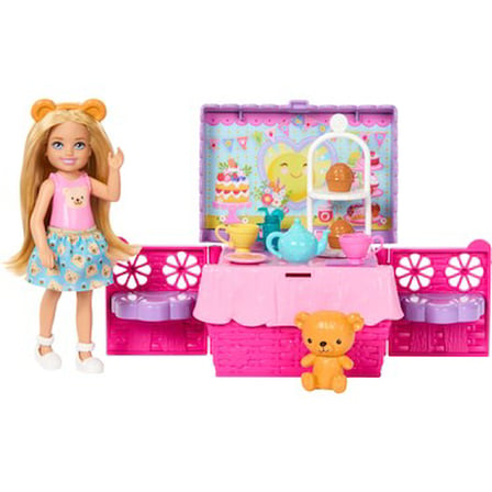 Barbie® Chelsea Çay Partisi | Barbie Aile ve Dostlar Çay Partisi Açılır Oyun Seti, Küçük Club