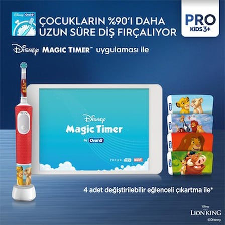 Özel Seri Çocuklar İçin Şarj Edilebilir Diş Fırçası Lion King Temalı