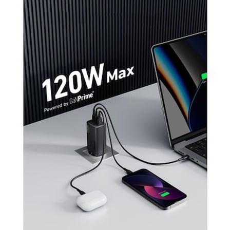 Anker 737 120W Hızlı Şarj Cihazı, 3 Portlu Uyumlu