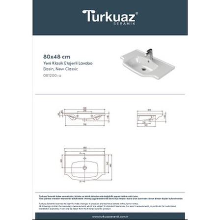 Şık Görünüm ve Dayanıklı Malzeme ile 80X48 cm Lavabo