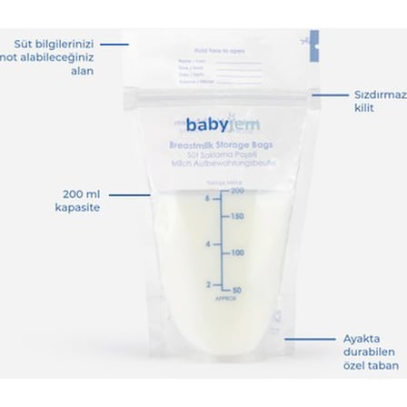 Ultra Koruyucu Süt Saklama Poşetleri, 25 Adet BPA İçermeyen Pratik Kullanım