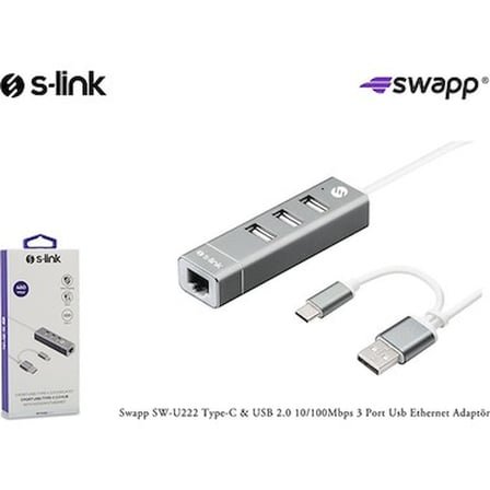 Type-C'den 3 Port USB3.0 Ethernet Dönüştürücü