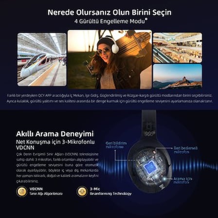 Kafaüstü Bluetooth Kulaklık, Hi-Res Ses ve Çift Cihaz Desteği ile