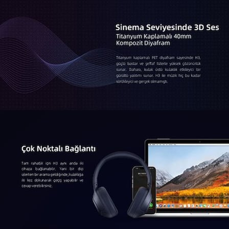Kafaüstü Bluetooth Kulaklık, Hi-Res Ses ve Çift Cihaz Desteği ile