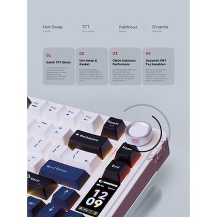 RGB Gasket Klavye, Hot Swap Özelliği ile Kullanım Kolaylığı