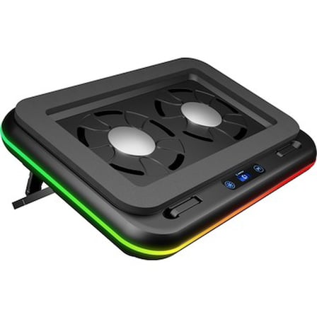 Siyah 120mm RGB Aydınlatmalı 5 Modlu 2 Fanlı Notebook Soğutucu