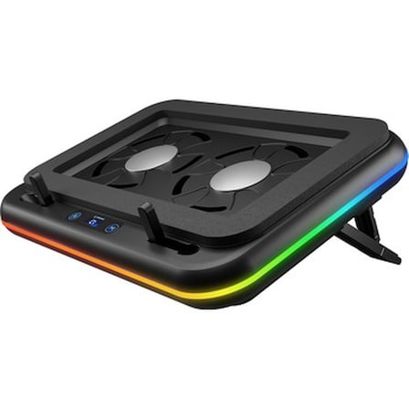 Siyah 120mm RGB Aydınlatmalı 5 Modlu 2 Fanlı Notebook Soğutucu
