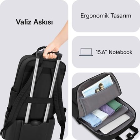 15.6 inç Laptop için Ergonomik Sırt Çantası