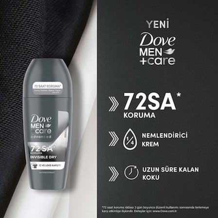 50 ml Erkek Roll On Deodorant, Invisible Dry Özelliği