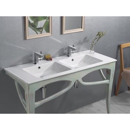 Çift Hazneli Etajerli Lavabo, 121 cm ve Fonksiyonel