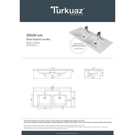 Çift Hazneli Etajerli Lavabo, 121 cm ve Fonksiyonel