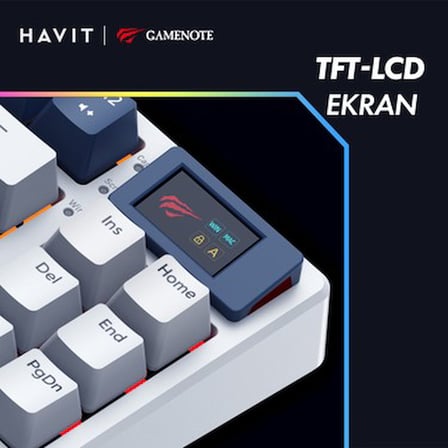 RGB Mekanik Klavye, 1.06 inç TFT-LCD Ekran ile Oyun İçin