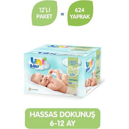 Hassas Dokunuşlu Islak Mendil, 12x52 Boyutunda