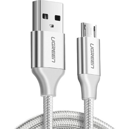 Ugreen Micro USB Örgülü Data ve Şarj Kablosu Beyaz 1