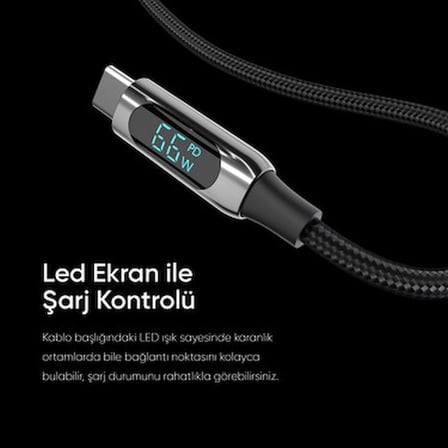 66W 1 Metre USB to Type-C Hızlı Şarj Kablosu, Örgülü Tasarım