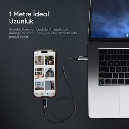 66W 1 Metre USB to Type-C Hızlı Şarj Kablosu, Örgülü Tasarım