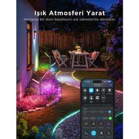 Dikey Bahçe Aydınlatması, 5W Dahili LED Işık Renkleri