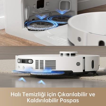 Beyaz Robot Süpürge, 12.000PA Emiş Gücü ile Yüksek Performans
