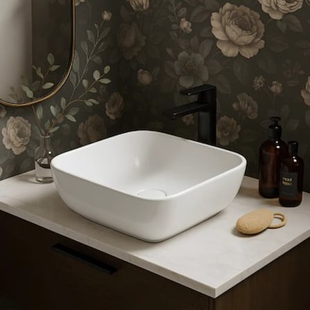 Kare Çanak Lavabo Bataryası 40x40 cm, Deliksiz Tasarım