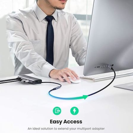 0.5 Metre Uzunluğunda 5A Örgülü USB-C Kablo, Siyah