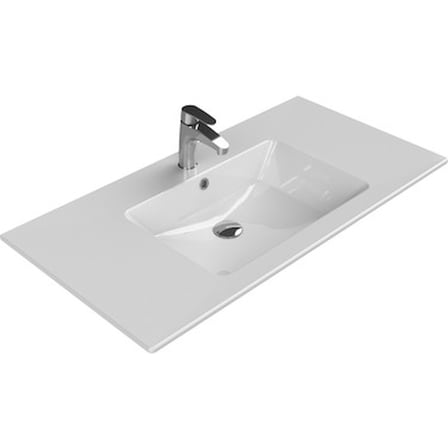 101 cm Etajerli Turkuaz Seramik Lavabo Tasarımı