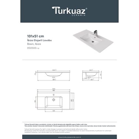 101 cm Etajerli Turkuaz Seramik Lavabo Tasarımı