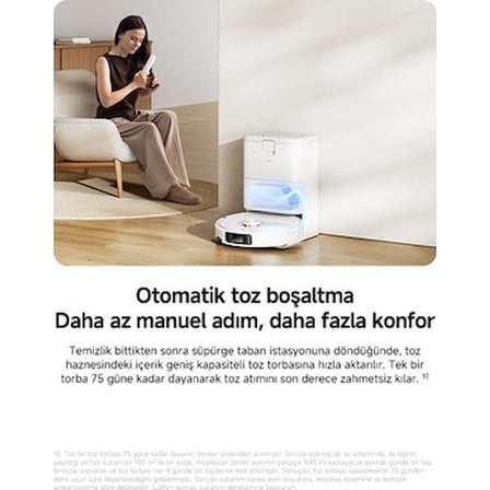 Robot Vacuum H50 Pro Beyaz Akıllı Robot Süpürge + Paspas - 15000 Pa Emiş Gücü ( Xiaomi Tr