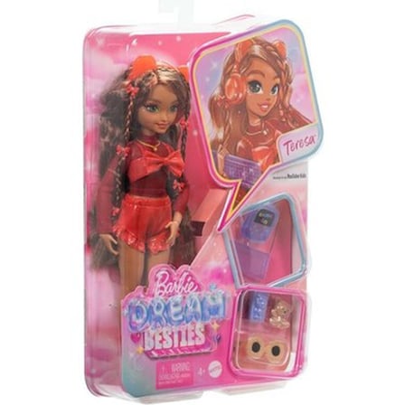 Barbie Dream Besties Teresa Model Bebek Kırmızı Kıyafet ve Aksesuar Seti 3+ Yaş Çocuklar