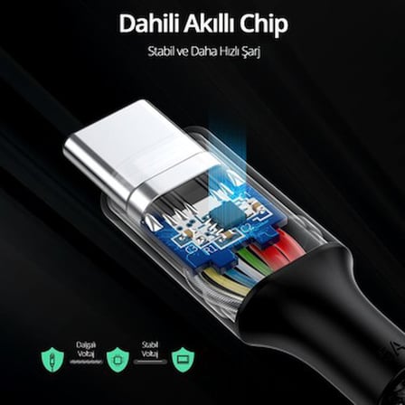 Ugreen Usb-C 100W 5A Qc Pd Örgülü Hızlı Şarj Kablosu, 3 Metre, Siyah -