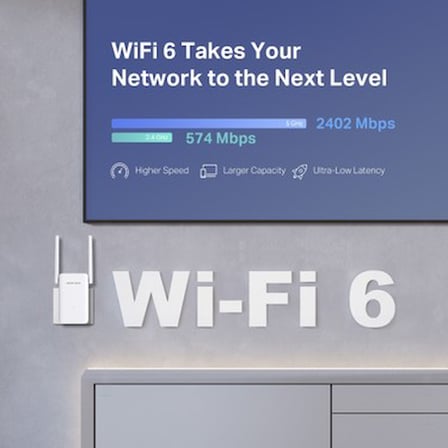 Mercusys ME80X | AX3000 Mbps Dual-Band Wi-Fi 6 Menzil Genişletici | 1 Gigabit Port | 2 Harici Anten