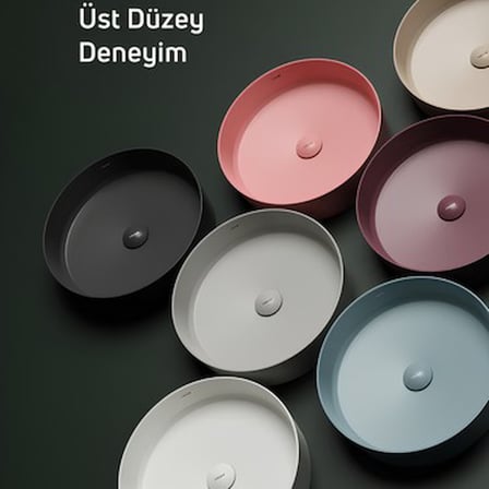 Oval Beyaz Deliksiz Lavabo 45 cm, Modern Tasarım