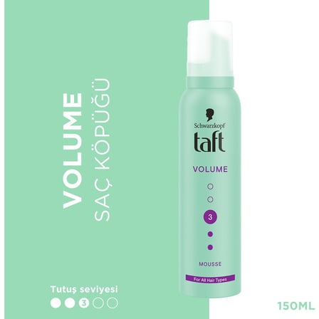 Hacim verici saç köpüğü, 150 ml, yapışkan his bırakmayan formül