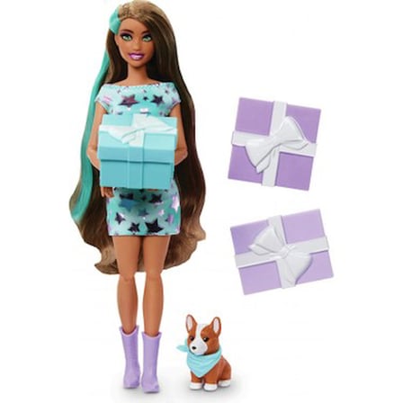 Barbie Party Unboxed Köpeğimin Doğum Günü Serisi Mavi Elbiseli